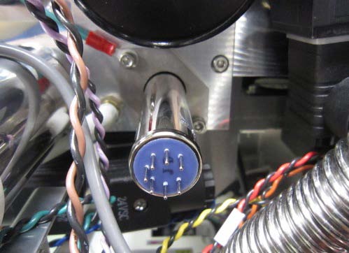 ULVAC HELIOT IS-BA1 ion source assembly — connector and ion source body for installation